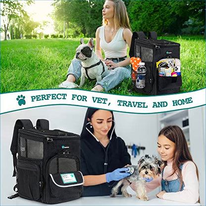 PetAmi Dog Backpack Carrier, Airline Approved 4-Way Entry Cat Backpack Carrier, Ventilated Mesh, Collapsible Pet Carrier for Small Puppy, Kitten, Hiking, Travel Car, Vet, up to 18 lbs, Black - color: Black