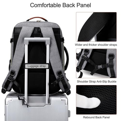 40L Travel Laptop Backpack for Women & Men, Airline Approved Carry On Luggage Overnight Bags, Waterproof Personal Item Bag, Weekender Essentials Backpacks Vacuum Backpack Gray - color: Gray