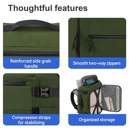 Carry On Travel Backpack Flight Approved Laptop Backpack Business Work Backpack for Women Men Large Capacity Casual Daypack with Wet/Dry Separation Pockets, Dark Green - color: Dark Green, style: B