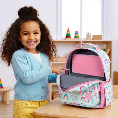 mibasies Toddler Backpacks for Girls 2-4: Little Kid Bookbag for Preschool Prek Daycare Rainbow Blue - color: Rainbow Green, style: Toddler-12"h(not Fit Folder)