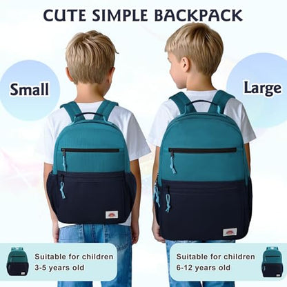 VASCHY School Backpack, Lightweight Classic Cute Aesthetic Bookbag Daypack for Teen Boys Traveling/Gym/Middle School Navy Green - color: Navy Green-l, size: Large-17in