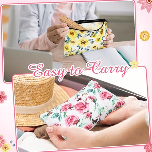 Reginary 20 Pcs Makeup Bags Gifts for Women Canvas Cosmetic Bags with Zipper Mothers Day Bulk Gift Travel Purse Organizer Pouch Accessory, Toiletry Large Capacity,7 x 4.3 Inch - style: Floral
