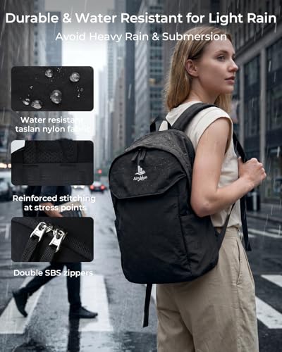 Travel Backpack for Women & Men, Water Resistant 15.6 Inch Laptop Backpack, Lightweight School Bag, Casual Daypack for Commute, College, Travel & Daily Use (Black) - color: Black
