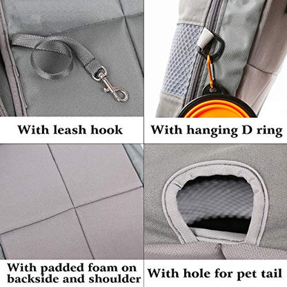 Lifeunion Legs Out Dog Carrier Backpack Hands-Free Adjustable Pet Travel Carrier for Small Medium Dogs Cats Motorcycle Hiking Walking (Grey) - color: Grey