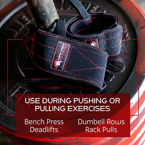 Dark Iron Fitness Wrist Straps for Weightlifting, Heavy Duty Gripping Suede Leather Bands for Men & Women, Support Wraps Gloves Alternative for Power Lifting Weight Strength Training Workouts - size: 22 inches long