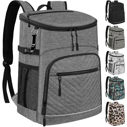 Cooler Backpack Insulated Leakproof Waterproof Backpack Cooler Bag 30/45 Cans, Large Capacity Lightweight Travel Camping Beach Backpack Cooler Ice Chest for Men and Women - color: gray, size: 30 Cans