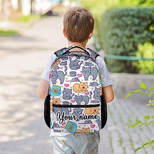 Personalized Cat Backpack for Girls Boys, 16 Inch Cat Theme Bookbag with Adjustable Straps, Durable, Lightweight, School Bag with Large Capacity - color: Color-1-1
