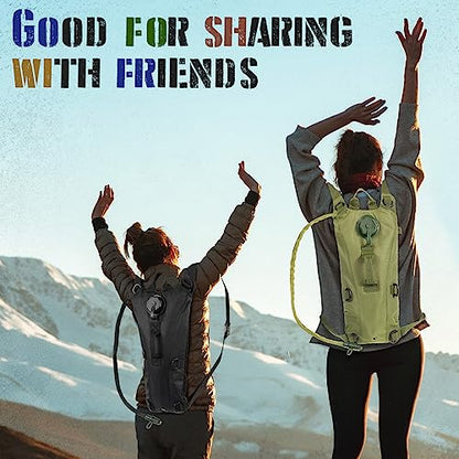 Sanwuta 2 Pcs Hydration Backpack with 3 Liter Water Bladder Tactical Lightweight 17.72 x 7.87 Inch Hydration Pack Backpack Water Backpack Hydration Bag Water Bag for Hiking Running - color: Black, Army Green