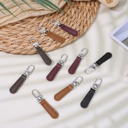 12 Pcs Replacement Zipper Pull, Leather Zipper Pulls Replacement for Luggage, Backpacks, Suitcases, Jackets, Wallets, Handbags (Dark Brown, Black, Coffee, Jujube Red) - color: Dark Brown, Black, Coffee, Jujube Red