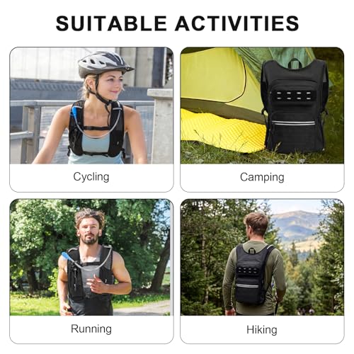 Tactical Hydration Backpack,Water Pack with 2L Leakproof Water Bladder | BPA-Free, 900D Polyester, MOLLE System, Breathable Back Panel, Adjustable Chest Strap for Hiking, Camping, Cycling & Trekking