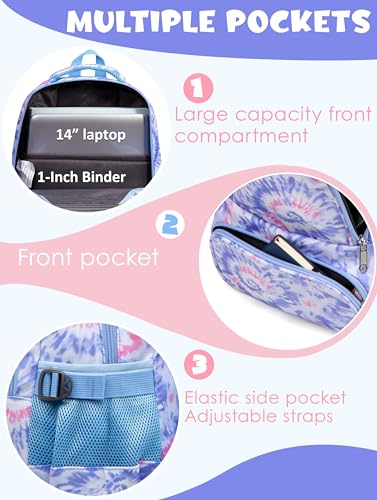 BLUEFAIRY Kids Backpack for Girls Elementary Primary Middle School Bags for Aged 8-10 for Teens Childs Bookbags Lightweight Cute Mochilas para Niñas Tie-dye Violet - color: Light Violet