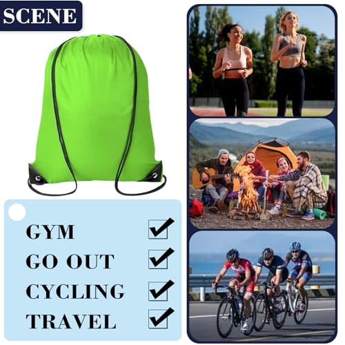 Drawstring Backpack 12PCS Bulk String Backpack Drawstring Bags Sport Gym Cinch Bag Nylon String Bag for Women Men (Green 12PCS) - color: Green 12pcs