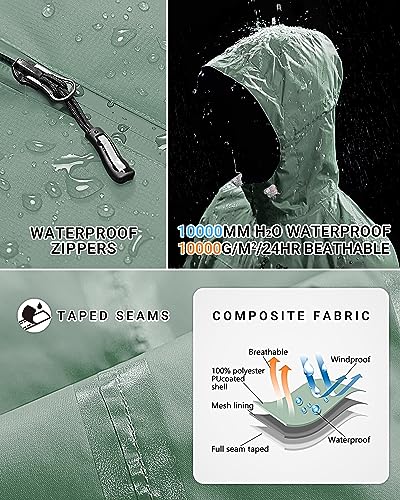 Outdoor Ventures Packable Rain Jacket Women Lightweight Waterproof Raincoat with Hood Cycling Bike Jacket - color: Aqua Tone, size: Medium