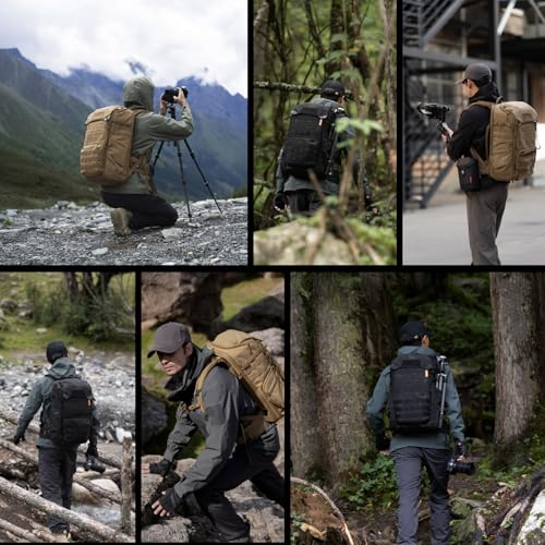 PGYTECH OneMo TAC 35L Tactical Camera Backpack, Waterproof DSLR/SLR/Mirrorless Photography Camera Bag with 15.6" Laptop Sleeve, Tripod Holder & Rain Cover (Wolf Brown) - color: Wolf Brown, size: 35L