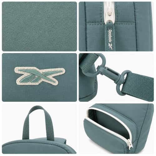 Reebok Unisex Crossbody Bag - Convertible Compact Durable Cross Body Bag for Women and Men - Gym and Travel Essentials, Size One Size, Mikayla Green - color: Mikayla Green