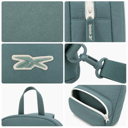 Reebok Unisex Crossbody Bag - Convertible Compact Durable Cross Body Bag for Women and Men - Gym and Travel Essentials, Size One Size, Mikayla Green - color: Mikayla Green