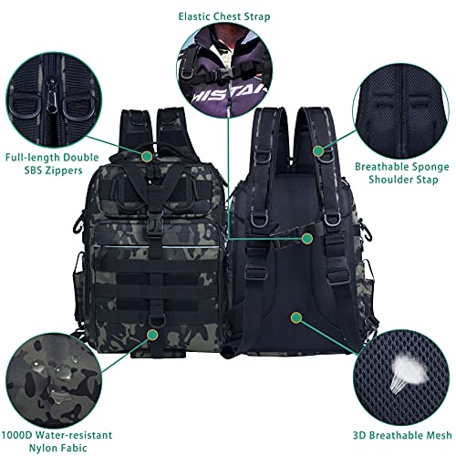 BLISSWILL Outdoor Tackle Bag - Large Water-Resistant Fishing Backpack - color: I：forest Camo, style: Large(16*12*6 Inch)