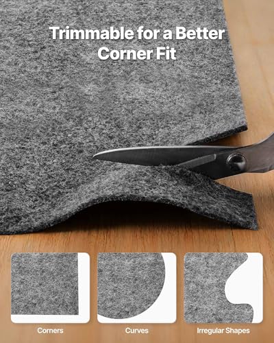 VEVOR Rug Pad 8 x 5 ft, Non-Slip Carpet Area Pad 0.22inch Rug Mat Padding with Dual Surface Felt Cushion & Rubber Gripper, Hardwood Floor Protection for All Floors, Finishes, Keeps Carpets in Place - size: 5' x 8' (Rectangular)