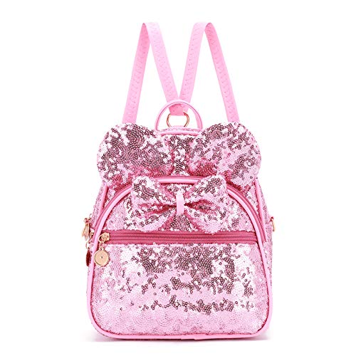 KL928 Girls Mini Backpack Bowknot Polka Dot Cute Small Daypacks Convertible Shoulder Bag Purse for Women - color: Pink