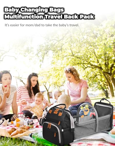 Astro alan Baby Diaper Bag with Changing Station, Waterproof Diaper Bag Backpack for Moms Dads with USB Charging Port, Baby Shower Gifts, Large Capacity diaper backpack, Black - color: Black