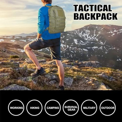 Small Tactical Backpack Military Daypack 12L Molle Bag Rucksack Army Daypack for Outdoor,Hiking,Camping,Travel (Green) - color: Green