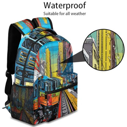 Pardick City Subway Rail Backpacks Travel Backpack for Women Men Waterproof Bookbag Laptop Backpack with Compartment Traveling Back Pack for Work, Gym - color: City Subway