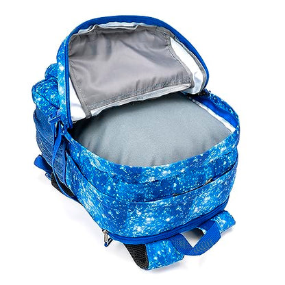 K-Cliffs Classic Backpack Basic Student Campus Daypack Simple Travel Rucksack with Laptop Compartment Bottle Holder Padded Straps Printed Blue Navy Stardust Pattern - color: Navy Stardust