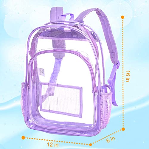 gxtvo Clear Backpack, Heavy Duty Transparent Bookbag, See Through Backpacks for Women Men | Heavy Duty - color: Purple