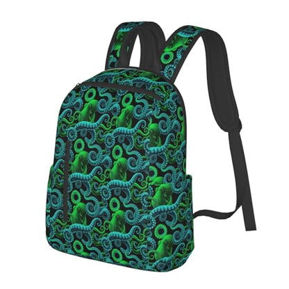 Travel Daypack Green Watercolor Octopus, Quick-Access Pocket, Side Bottle Holder, for Active Adults - color: Picture (50)