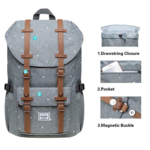 KAUKKO Laptop Outdoor Backpack Traveling Daypack Hiking Rucksack Large Capacity Bag Fits 15.6"(5-13-GREY) - color: Ep13-grey