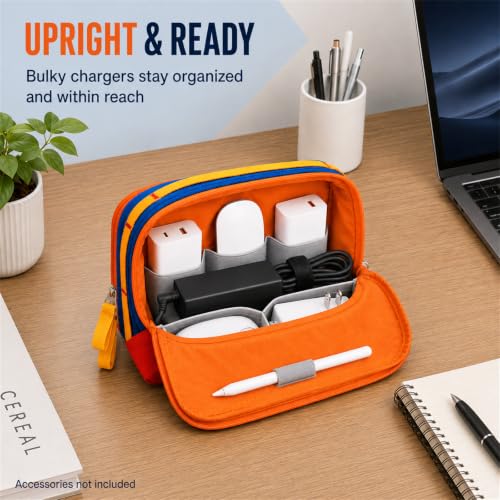 Charger Organizer Travel Case for Laptop Adapters with Shoulder Strap - color: Case+Phone Lanyard