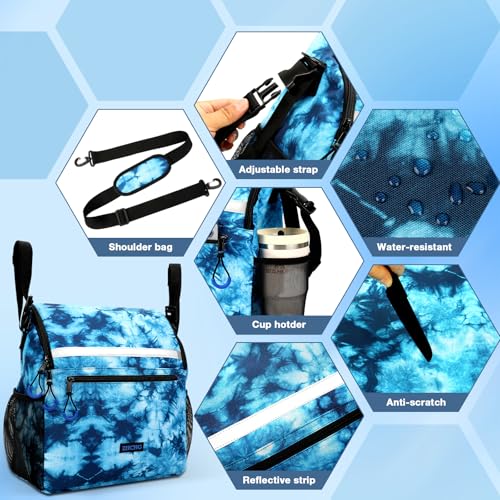 ZHCHG Wheelchair Bags, Wheelchair Backpack with Cup Holder, Wheelchair Bags to Hang on Back, Electric Wheel Chair Accessories, Large Storage Bag for Walker Rollator- Cyan - style: Cyan