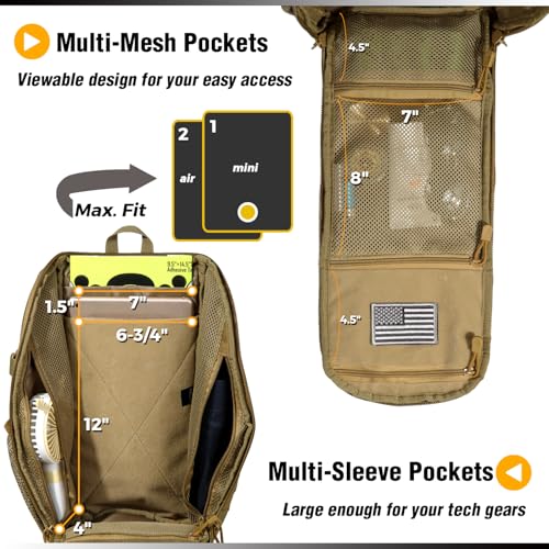 DBTAC Tactical Personal Defense EDC Bags & Packs | 10L Military Shoulder Backpack with Sling for Concealed Carry, Range, Travel, Hiking, Outdoor Sports (Brown) - color: Brown