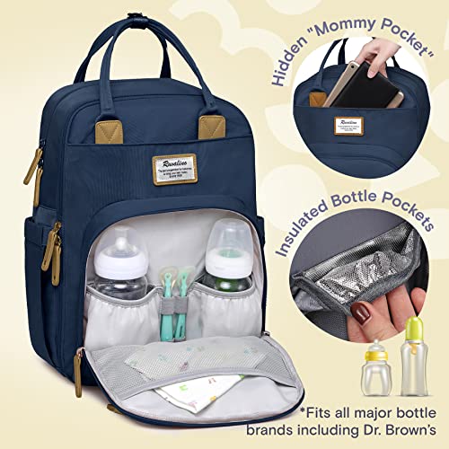 RUVALINO Diaper Bag Backpack-Multifunction Baby Travel Bag with Changing pad, Insulated Bottle Holders & Pacifier Case, Large Capacity, Waterproof, Peacock Blue - color: Peacock Blue