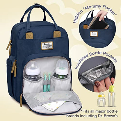 RUVALINO Diaper Bag Backpack-Multifunction Baby Travel Bag with Changing pad, Insulated Bottle Holders & Pacifier Case, Large Capacity, Waterproof, Peacock Blue - color: Peacock Blue