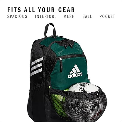 adidas Stadium 4 Soccer Backpack – Team Sports Bag with Ball Pocket, 36L - color: Dark Green/3.0
