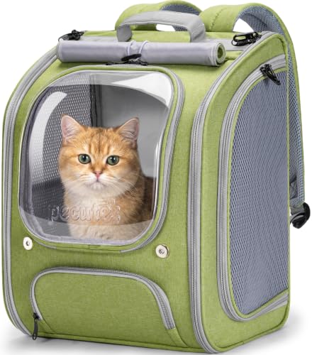 Pecute Cat Backpack Carrier,Large Space Cat Bubble Backpack,Light Green - color: Light Green, size: 12.6"L x 10.2"W x 16.5"H