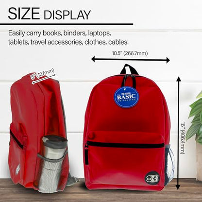 BAZIC 1039 Basic Backpack, Burgundy, 16" - color: Burgundy, size: 16"