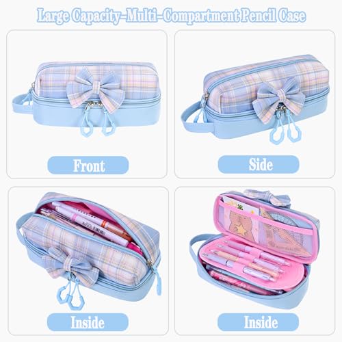 NSEQB Girls Backpack,Kids School Backpack With Lunch Box Pencil Case Set,Cute Childrens Schoolbag For Girls - color: Blue-2PCS