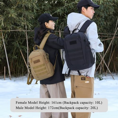 ArcEnCiel 10L/20L Mini X-Small Tactical Backpack MOLLE Daypack Gear Pack Camping Bag with Patch - color: Brown, size: 10L