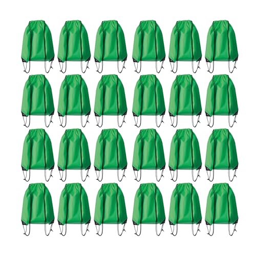 Drawstring Backpack Bulk 24Pcs Draw String Backpack Bags DIY Gym Sports Traveling Yoga Cinch Bag Sackpack Drawstring(green) - color: Green