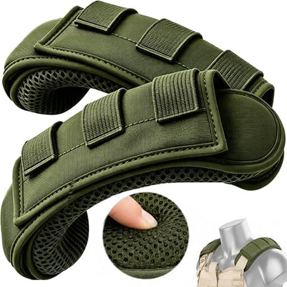 1 Pair Tactical Backpack Shoulder Pads, Thick Shoulder Cushion for Heavy Backpacks Plate Carrier & Rucksack, Fits Straps Up to 2.5", Breathable 3D Mesh, Hook & Loop Fastener, Rucking Hiking & Military - color: Green