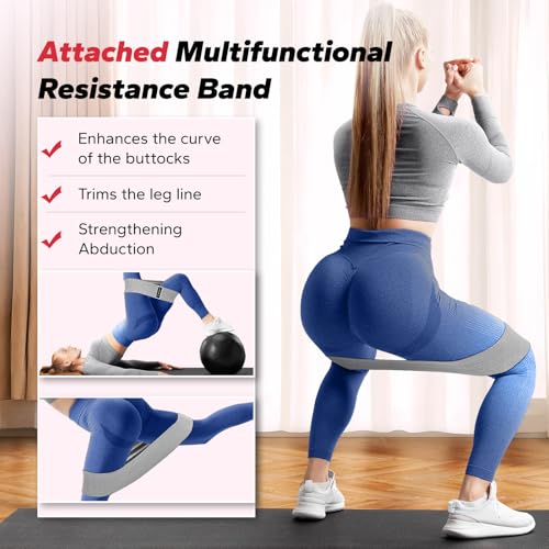 MERACH Thigh Trainer, Pelvic Floor Exercise Devices with Resistance Band, Inner Thigh Exerciser for Women, Home Fitness Equipment for Hip/Leg/Butt - color: Pink