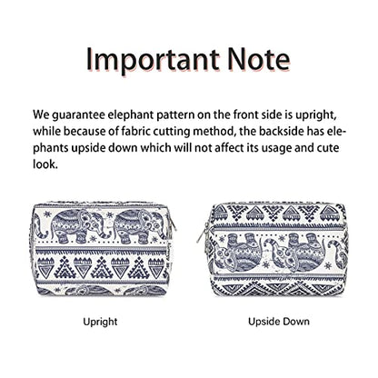 Narwey Cute Makeup Bag Travel Cosmetic Bag Organizer Toiletry Bag Make Up Bags with Compartments for Women Girls (Large, Elephant) - color: Elephant, style: Large