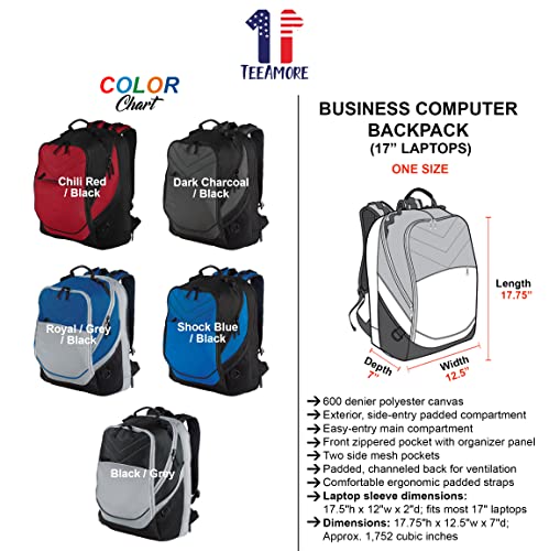 TEEAMORE Custom Travel Laptop Backpack Add Your Embroidered Monogram Computer Water Resistant Bag Dark Charcoal Black - color: Dark Charcoal Black, size: 17 inch - Add Your Monogram