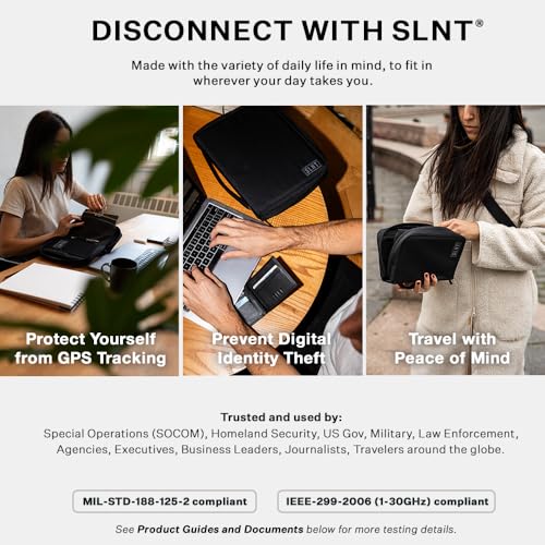 SLNT Essentials Tech Organizer with Faraday Phone Sleeve & RFID-blocking Pocket - Signal-shielding Storage Case for Phone & Accessories, Passport, Credit Cards - Lockable D-ring, Water-resistant - style: Phone Organizer