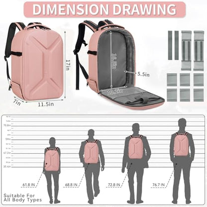 TORIBIO Camera Backpack, Hardshell DSLR/SLR/Mirrorless Photography Camera Bag with Rain Cover, Waterproof Hard Shell Camera Case with Tripod Holder & 15.6" Laptop Compartment - color: Pink