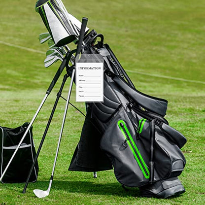 Fowecelt 2 Pack Extra Large Golf Luggage Tag 9" x 6" Travel Luggage Bag Plastic Clear Tag Waterproof Zipper Pouch PVC Shipping Label Holder with Sturdy Steel Loop for Suitcases Golf Club