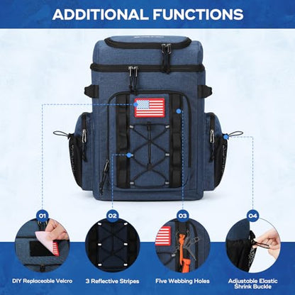 Maelstrom 35/50 Can Insulated Backpack Cooler, Leakproof Soft Lunch Ice Bag - color: Blue, size: 35 Can