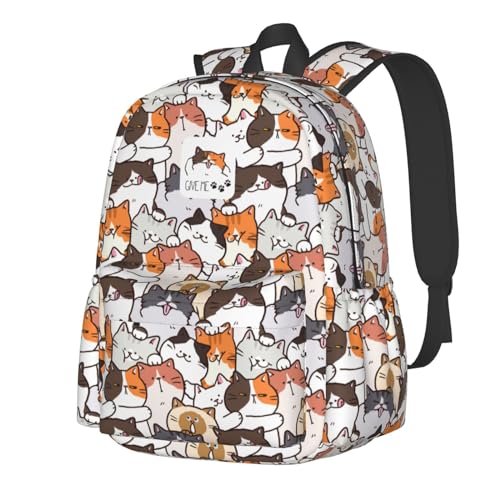 Cute Anime Cat Backpack School Bag Lightweight Bookbag Casual Daypack for Girls Boys Kids Women Men Travel Laptop 16 Inch - color: Kitty